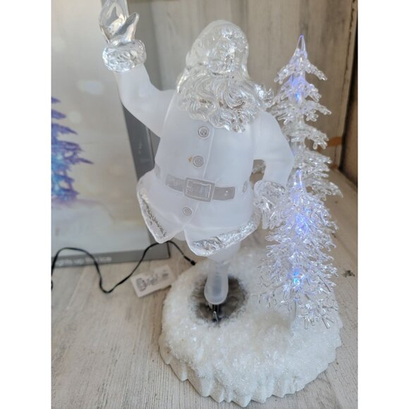 Acrylic Ice skating santa claus light up Xmas home decor glitter - Picture 4 of 9